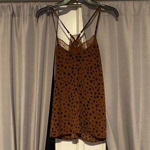 Newbury Kustom Spotted Tan Lace Cami Top